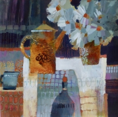 Coffee Pot and Blue flowers SOLD